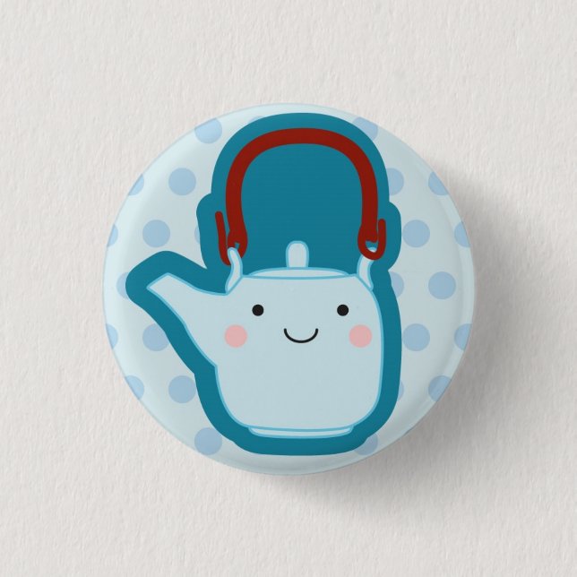 Blue Teapot 3 Cm Round Badge (Front)
