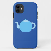 Blue Teapot on Navy Background.