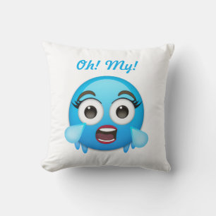 Blue Tears of Joy: The Overwhelmed Emoji Cushion