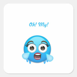 Blue Tears of Joy: The Overwhelmed Emoji Square Sticker