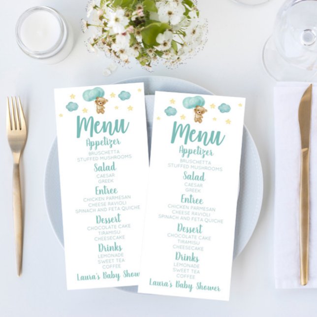 Blue Teddy Bear and Balloons Baby Shower Food Menu (Creator Uploaded)
