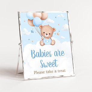 Blue Teddy Bear Baby Shower Babies are Sweet Sign