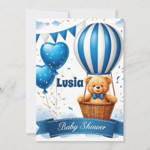 Blue Teddy Bear Baby Shower Card 🧸
