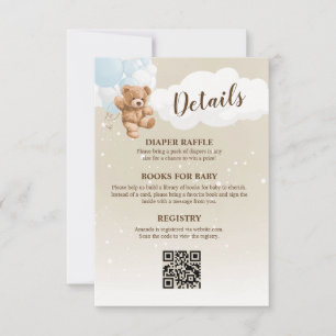 Blue Teddy Bear Baby Shower Details Enclosure Card