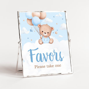 Blue Teddy Bear Baby Shower Favours Sign