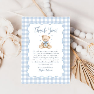 Blue Teddy Bear Baby Shower Thank You Card