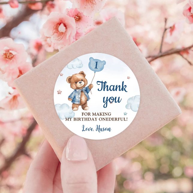 Blue Teddy Bear Balloon 1st Birthday Sticker (Creator Uploaded)