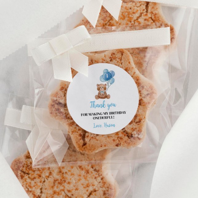 Blue Teddy Bear Balloon 1st Birthday Sticker (Creator Uploaded)