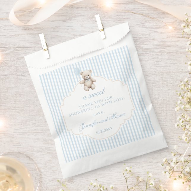 Blue teddy bear balloon baby boy shower thank you favour bags (Clipped)