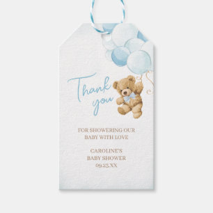 Blue Teddy Bear Balloons Baby Shower Favour Tags