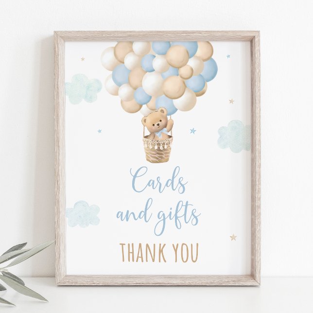 Blue Teddy Bear Balloons Baby Shower Gifts Sign (Creator Uploaded)