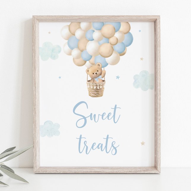 Blue Teddy Bear Balloons Baby Shower Treats Sign (Creator Uploaded)