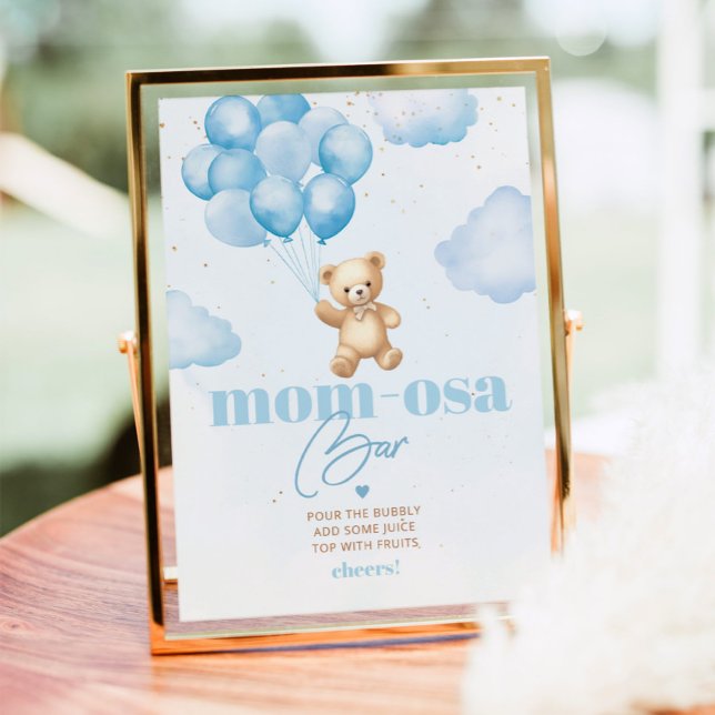Blue teddy bear balloons mum-osa bar poster (Creator Uploaded)