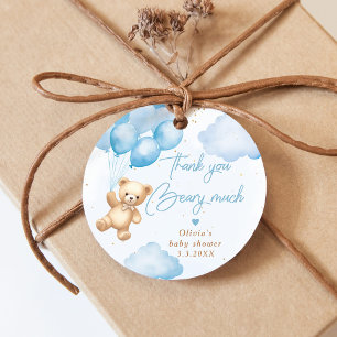 Blue teddy bear balloons Thank you beary much Favour Tags