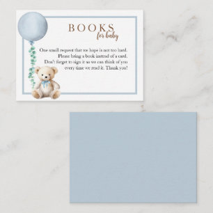 Blue Teddy Bear Books for Baby Shower Insert Card