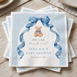 Blue Teddy Bear Boy Baby Shower Welcome Sign Napkin
