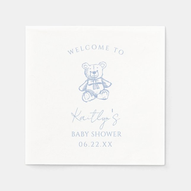 Blue teddy bear Boy paper napkins (Front)
