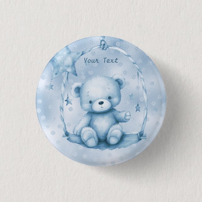 Blue Teddy Bear Button (Front)