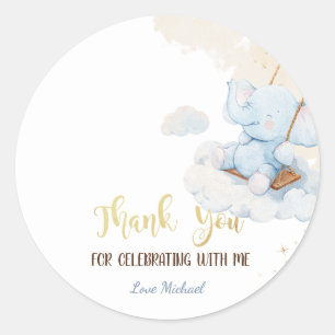 Blue Teddy Bear Clouds Classic Round Sticker