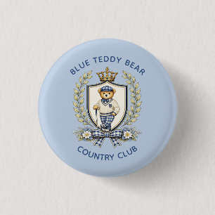 Blue Teddy Bear Country Club Golf Party 3 Cm Round Badge