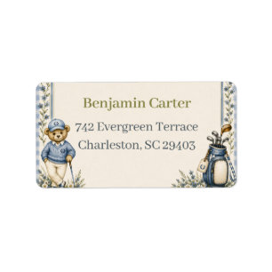 Blue Teddy Bear Country Club Return Address Label