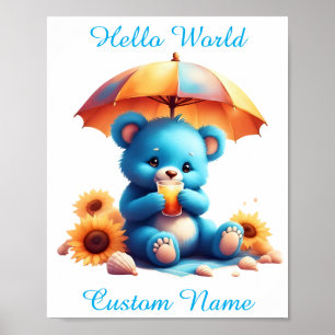Blue Teddy Bear Custom Nursery for Baby&Kids Poster