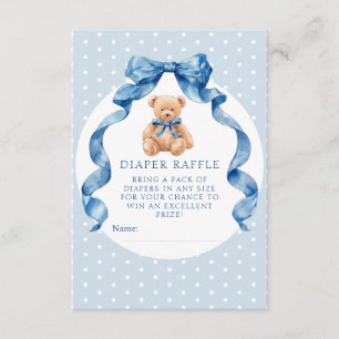 Blue Teddy Bear Diaper Raffle Ticket Enclosure Card