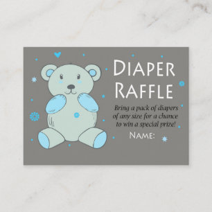 Blue Teddy bear Diaper Raffle Tickets