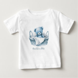 Blue Teddy Bear in Basket Baby T-Shirt