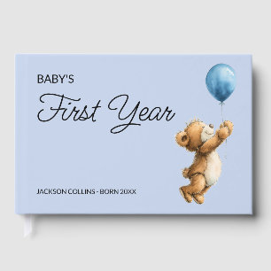 Blue Teddy Bear Keepsake Baby's First Year Book