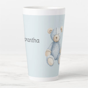 Blue Teddy Bear   Latte Mug