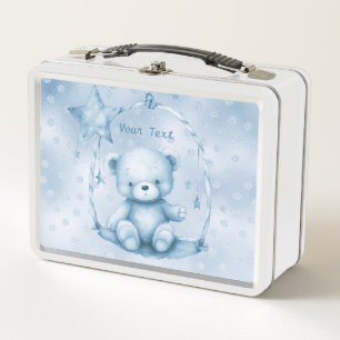 Blue Teddy Bear Metal Lunch Box