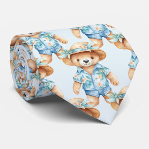 Blue Teddy Bear Neck Tie