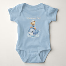 Blue Teddy Bear On Whale Boy Baby Shower