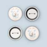 Blue Teddy Bear Stars Baby Shower 3 Cm Round Badge<br><div class="desc">Our "Blue Teddy Bear" baby shower collection features cute baby bear with moon,  clouds and balloons coupled with elegant script "Bearly wait". This collection comes in two basic colours and numerous background combinations that you can adjust to your needs. Check our store for more matching items from this collection.</div>