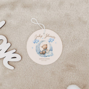Blue Teddy Bear Stars Baby Shower Favour Tags