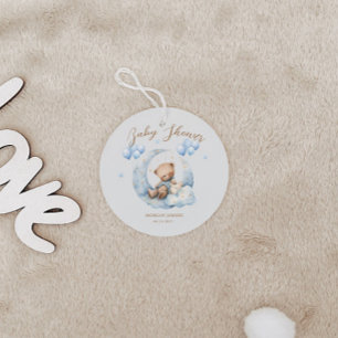 Blue Teddy Bear Stars Baby Shower Favour Tags