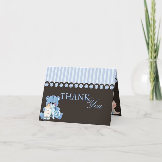 Blue Teddy Bear Thank You Card (Front)