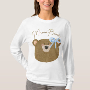 Blue Teddy Bearly Wait Mama Bear Boy Baby Shower T-Shirt
