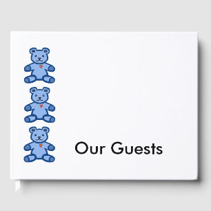 Blue teddy bears border guest book