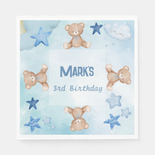Blue teddy bears cute Birthday Napkin