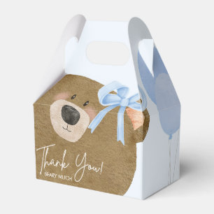 Blue Teddy We Can Bearly Wait Boy Baby Shower Favour Box