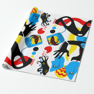 Blue television wrapping paper