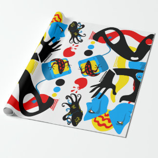 Blue television wrapping paper