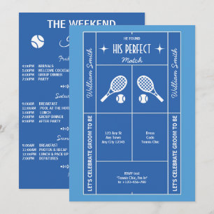 Blue Tennis Bachelor Party Invitation