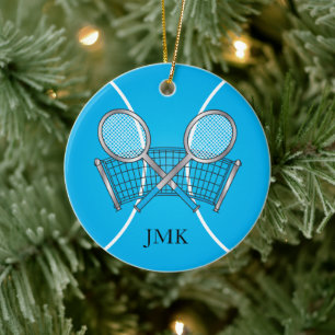 Blue Tennis Ball   Personalise Ceramic Tree Decoration
