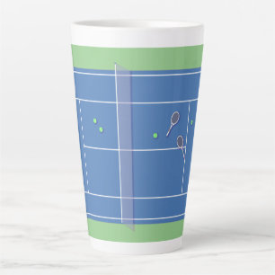Blue Tennis Court Modern Tennis Player Latte Mug