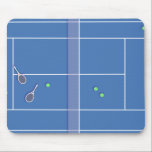 Blue Tennis Court Preppy Modern Tennis Player    Mouse Pad<br><div class="desc">Personalised classic tennis court design in Blue with classic, chic, preppy & elegant tennis rackets and green tennis balls. Simple, minimalist gift for your tennis coach or tennis team. Personalised Gift for a tennis player. Blue tennis court illustration. Trendy tennis players home decor. Trendy modern tennis player gifts. Cool retro...</div>
