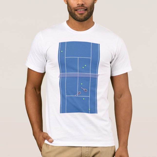 Blue Tennis Court Preppy Modern Tennis Player   T-Shirt (Front)