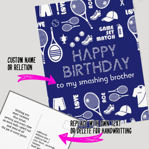 Blue Tennis 🎾 Happy Birthday Postcard